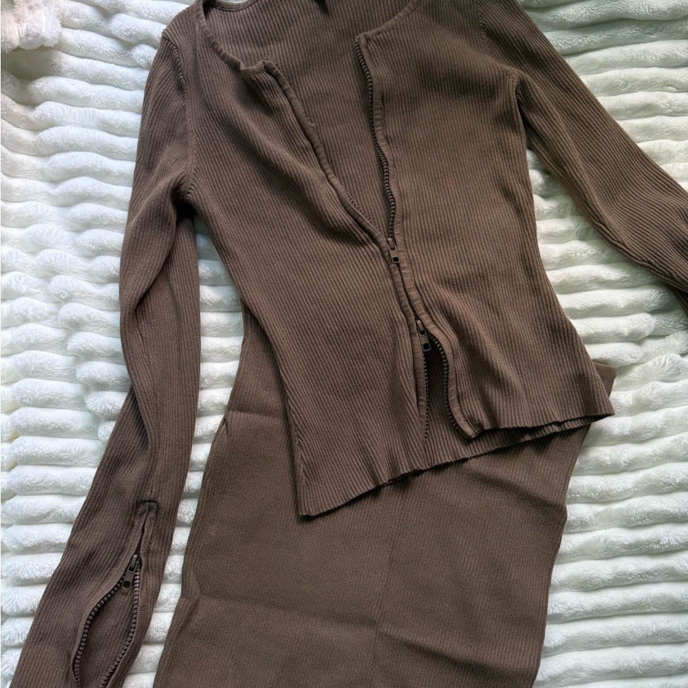 Fashion Nova Brown Ribbed Top